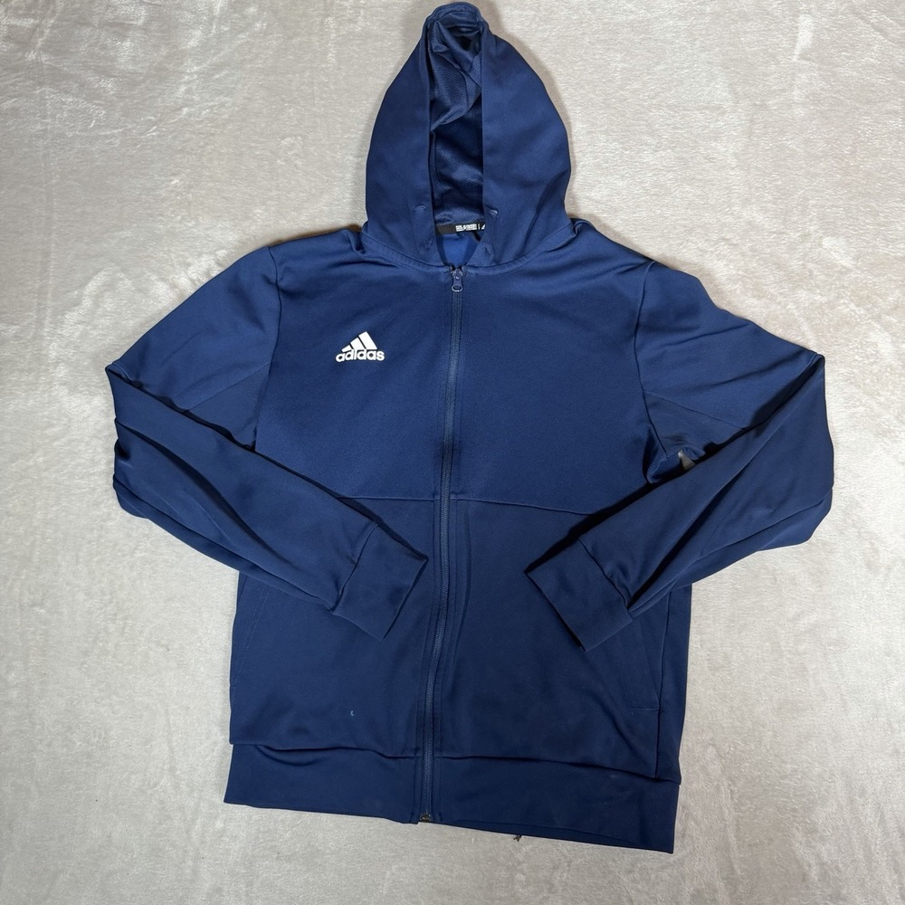 Adidas Men’s Medium Full Zip Hoodie Navy Blue Performance Athletic Sweatshirt